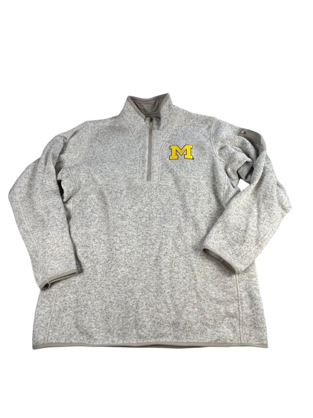 Michigan Wolverines 1/4 Zip Pullover Sz XL Heathered Beige Yellow Antigua Jacket